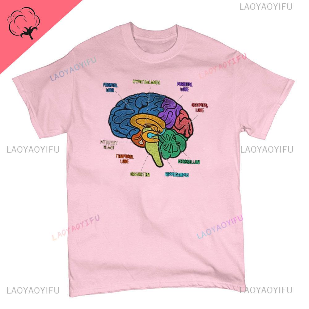 Funny Part of The Brain Color Chart High Quality Tshirt Neurology Print Harajuku Unisex Summer Short Sleeve Gift Tshirt Tops