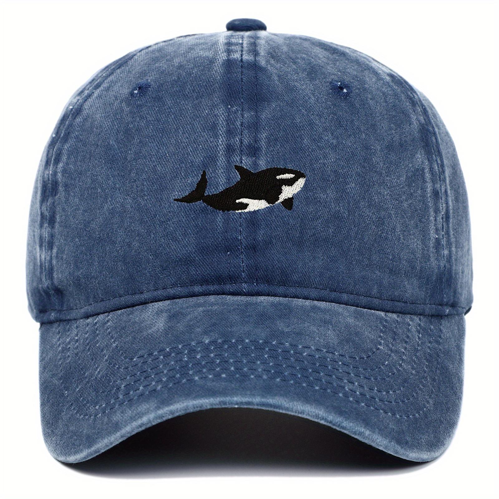 

A whale embroidery pattern allmatching novelty washed baseball cap for men and women adjustableAppropriate for Any Season One Size