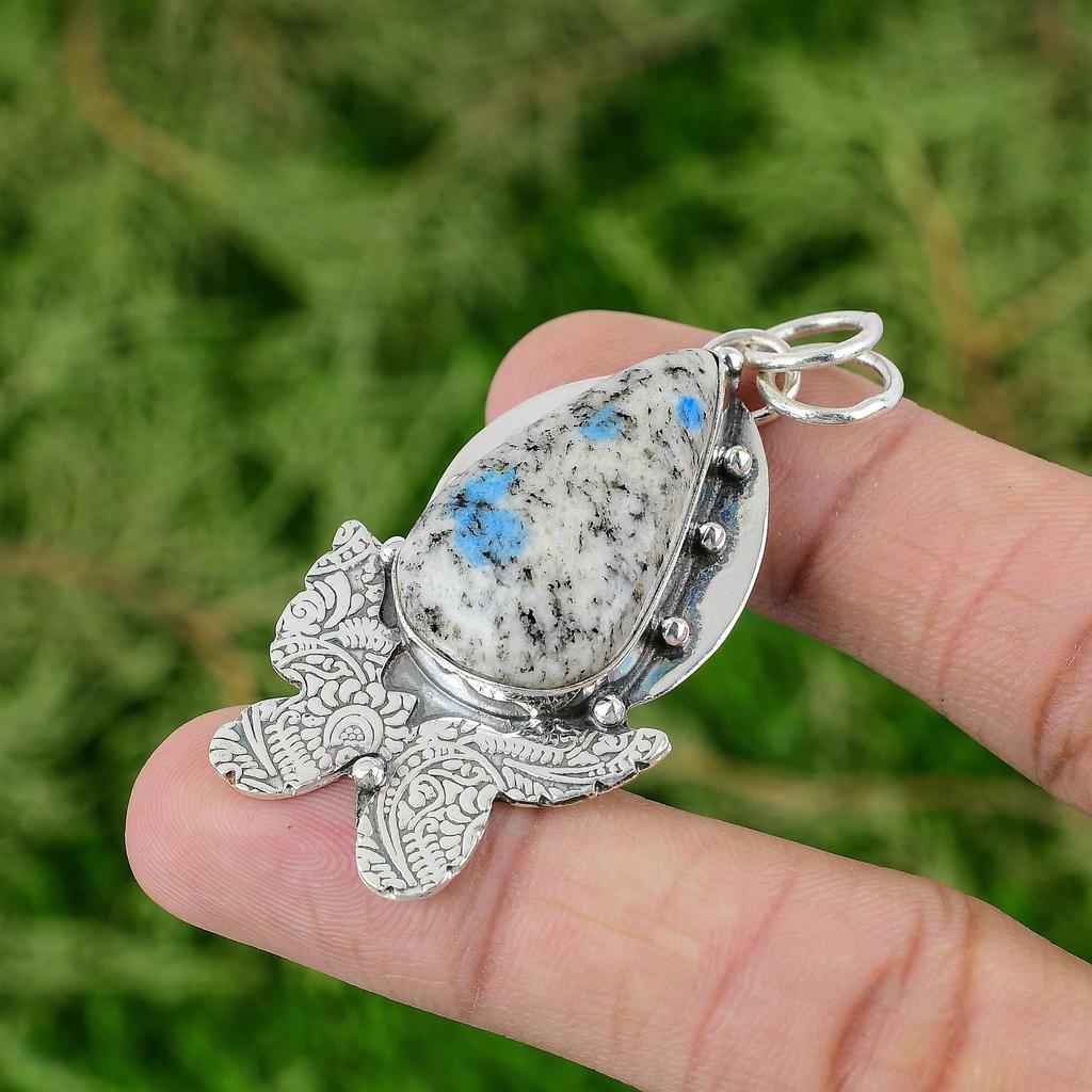 Daughters Day Deal K2 Jasper Stone 925 Silver Unique Art Deco Pendant Jewelry