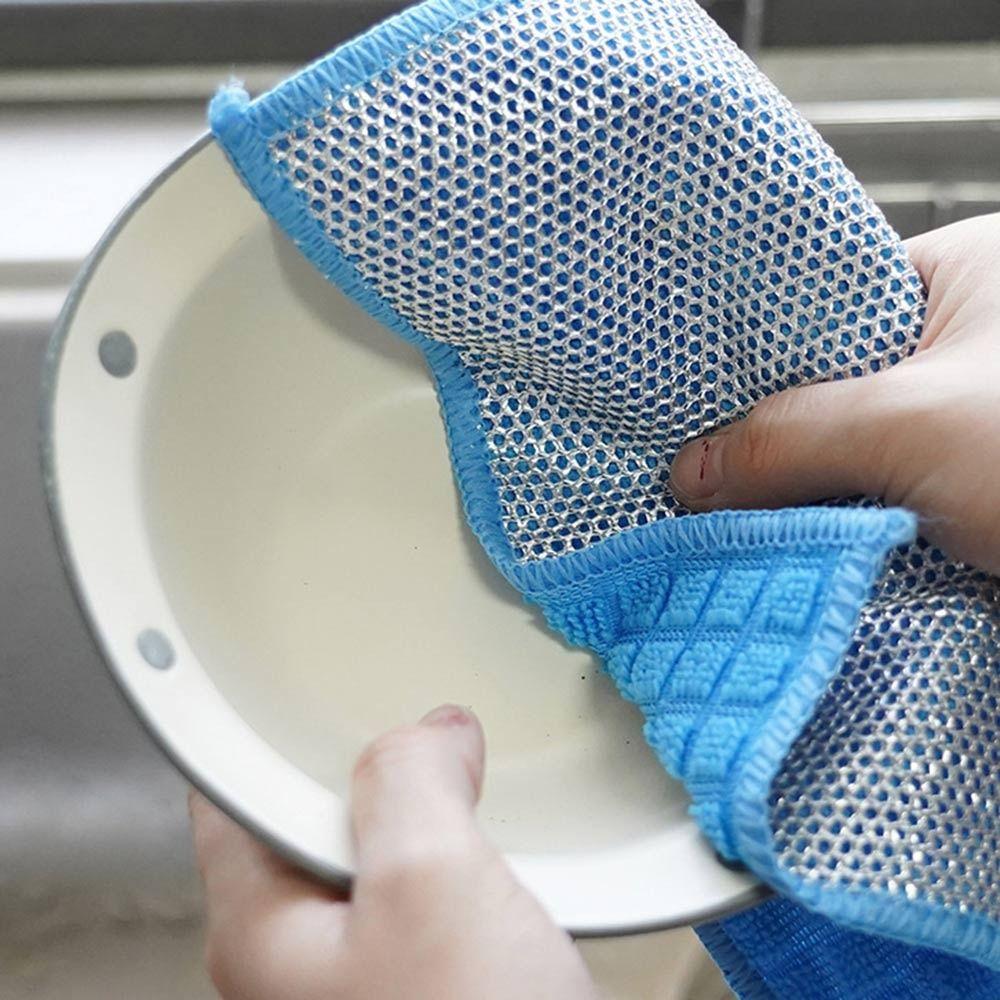 

Многоразовая тряпка для мытья посуды из стальной проволоки, тряпка для мытья посуды из микрофибры, моющаяся тряпка для мытья посуды синий