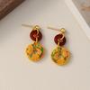 Year of the Dragon Original Chinese Style Ancient Style Guochao New Chinese Style Painted Enamel Dragon Travel World Agate Personality Court Earrings