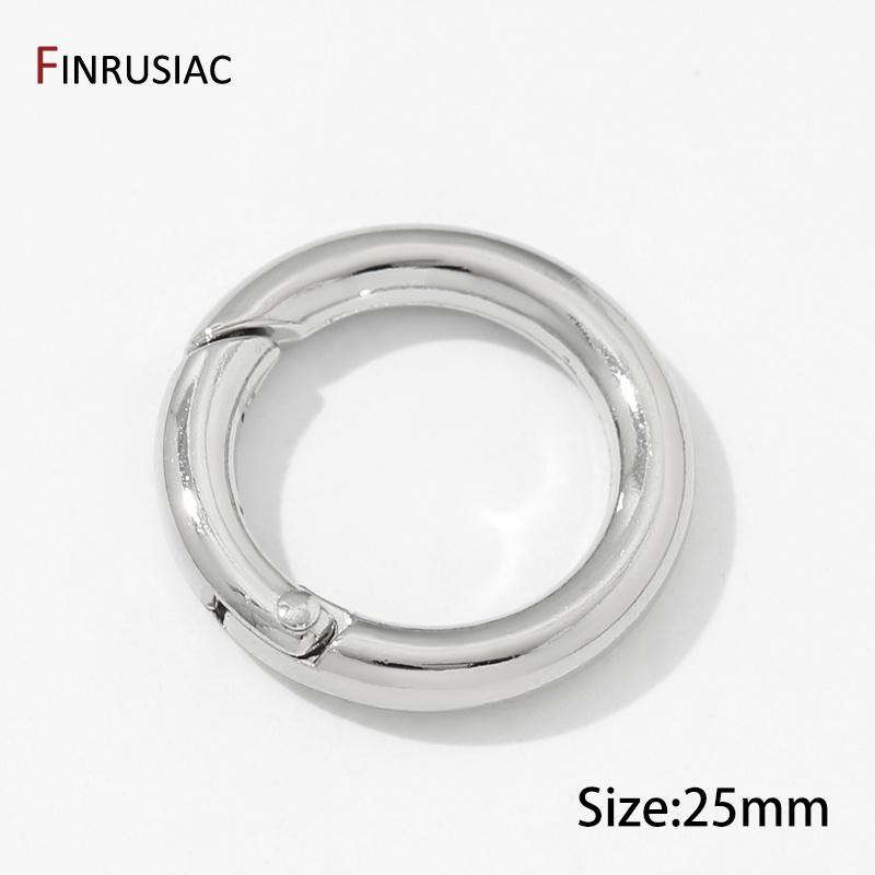 

25mm Rhodium Plated Brass O Ring Spring Clasp Openable Round Carabiner Keychain Clips Hooks For DIY Jewelry Making Accessories 1 piece
