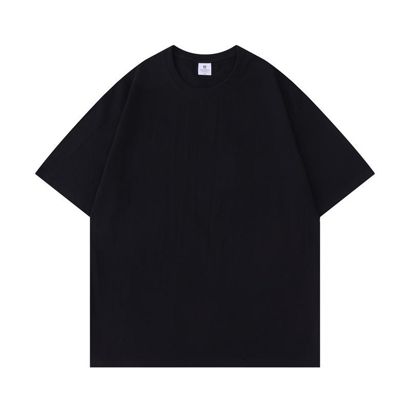 400g Heavyweight Pure White Long-Staple Cotton Summer Short-Sleeve Loose Crew Neck Base Layer T-Shirt