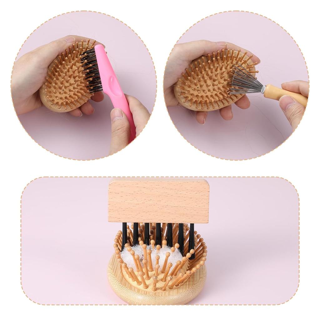 Hair Brush Cleaner Tool, 3 Pcs Hairbrush Cleaner Set, 2-In-1 Comb Cleaning with Metal Wire Rake for Removing Hair Dust from Brushes Vacuums, Home and