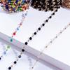 1meter 4mm Crystal Beaded Chains for Jewelry Making Black Transparent Colorful Glass Beads Necklace Gold Chain Components DIY