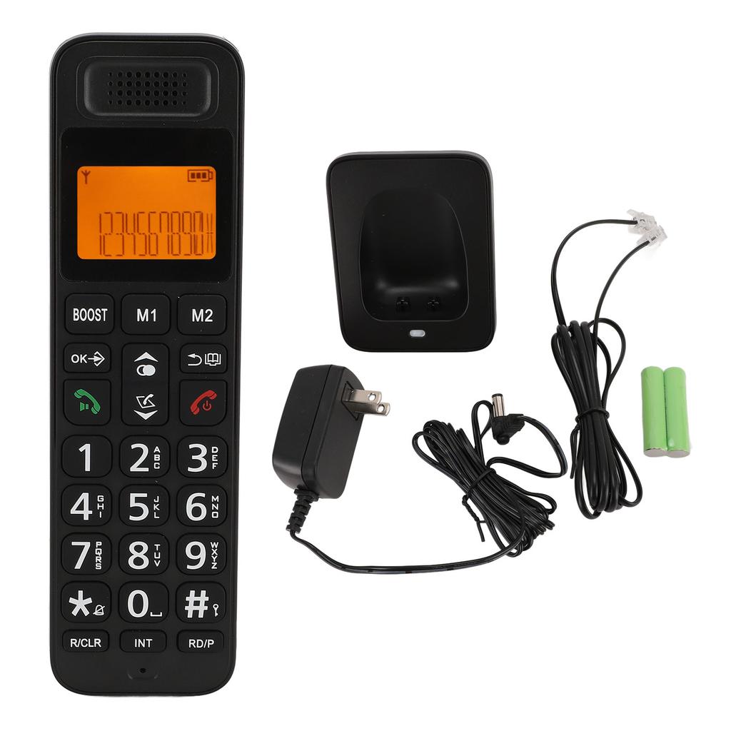 Cordless Phone Big Pressing Keys Yellow Bakclit Screen Multifunctional Handset Speakerphone US Plug