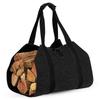 Firewood Carrier Dual Handle Full Open Side Large Capacity Strong Bearing Oxford Cloth Log Wood Storage Bag Black