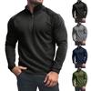 Men's Solid Color Half-Zip Sweatshirt Men's Sports Large Size Casual Pullover Sweatshirt