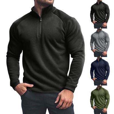 Men's Solid Color Half-Zip Sweatshirt Men's Sports Large Size Casual Pullover Sweatshirt