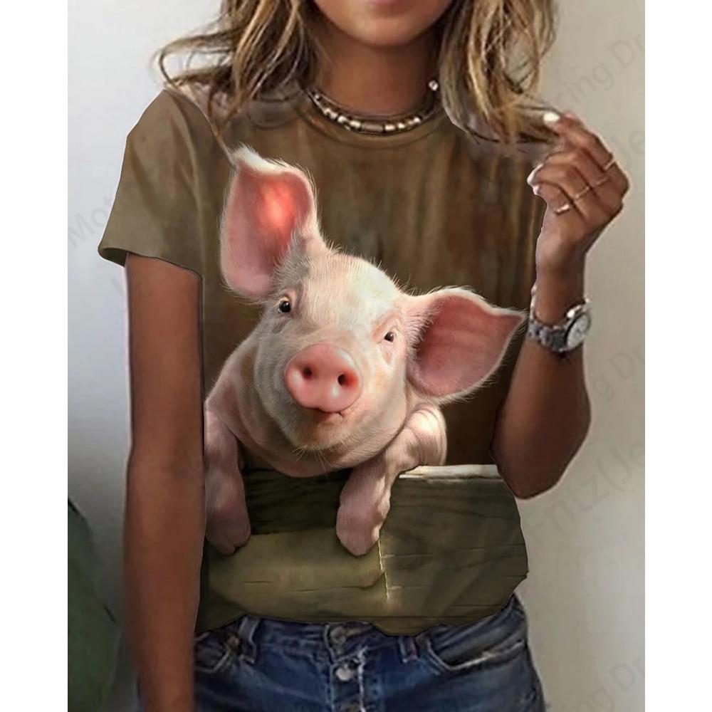 

3D Принт Футболка Женская Модная Футболка Круглый Вырез Короткий Рукав Футболка Детские Топы Футболки Животное 5XL