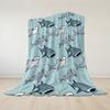 Cartoon Shark School Flannel Blanket Warm Soft Halloween Christmas Couch Warm Cozy Decorative Decor Gift For All Season