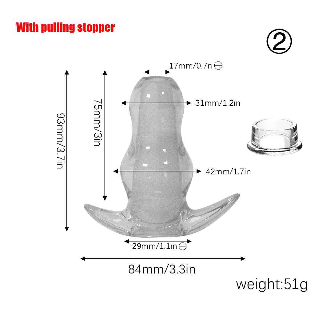 AA Transparent Hollow Anal Plug, Silicone Backyard G-spot Unisex Anal Plug Speculum Adult Sex Toys