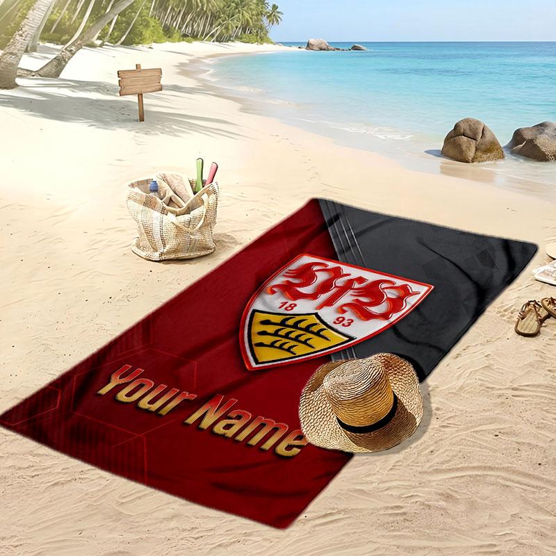 VfB Stuttgart FC Asciugamano da Spiaggia Stampato Personalizzato Logo Calcio Supporto Nome Personalizzato Testo Asciugamano Assorbente Per Sport Viaggio Regalo Speciale