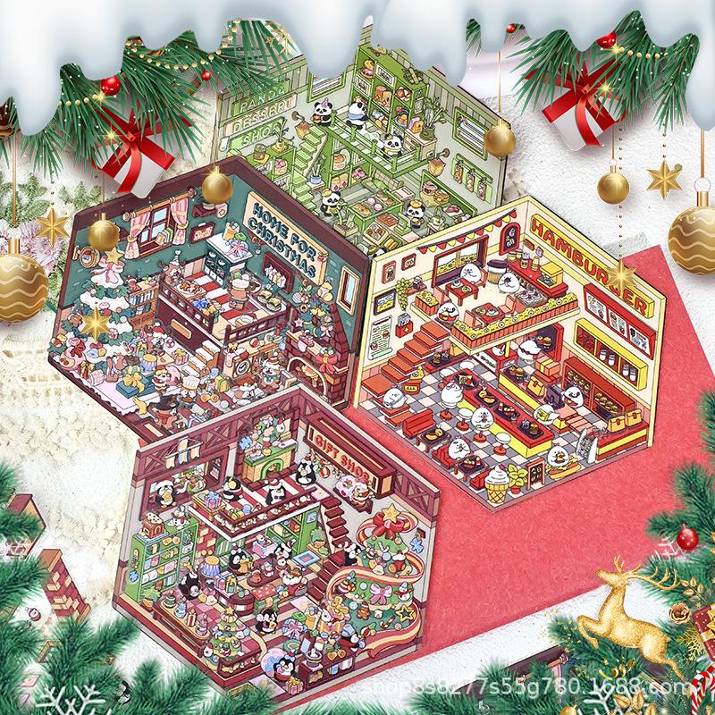 

Senyou 3.0 DIY 3D Christmas Cottage Stickers - Cross-Border Exclusive Miniature Scene