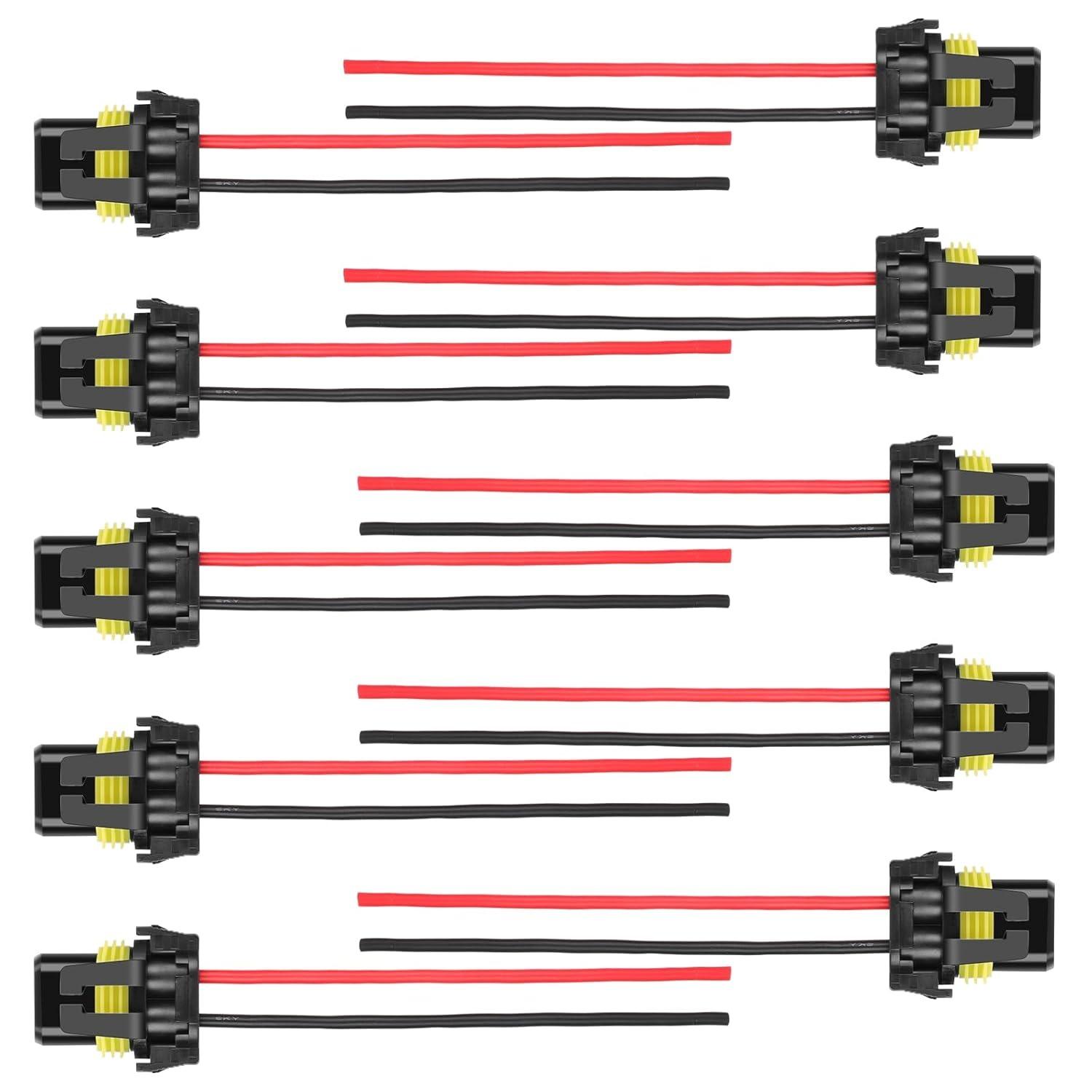 10PCS 9005 9006 HB3 HB4 9012 9145 H10 Female Adapter Wiring Harness Sockets Headlight Connector Pigtail, Heavy Duty Wire Connector Car Lampholder чёрный