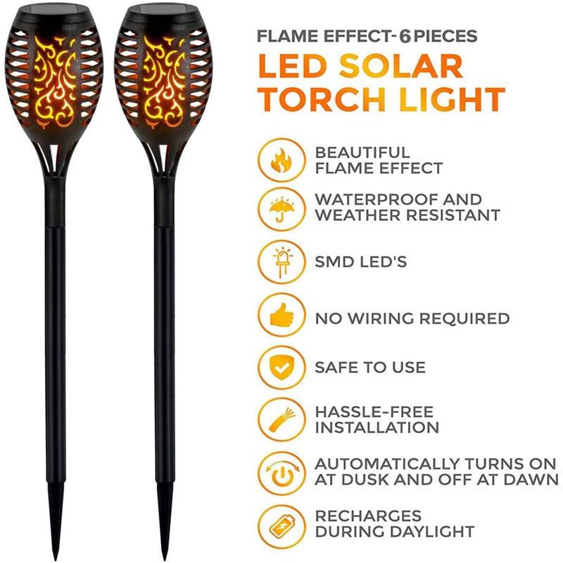 8Pcs Solar Torch Flame Dancing Light LED Flickering Outdoor Garden Flame Lamp