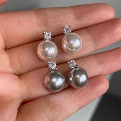 Inlaid Diamond Pearl Stud Earrings Women's Temperament Senior Sense Small Bulb Design Autumn Winter Everyday Ear Jewelry
