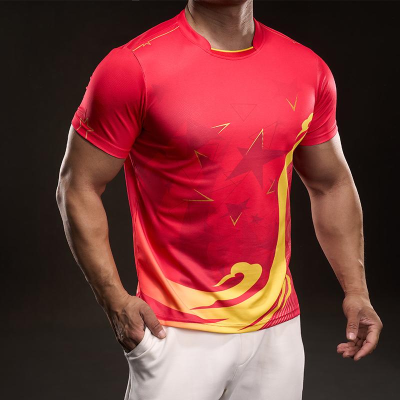 Summer Sports Style Star Print Casual Short-sleeved T-shirt Fashionable Slim Elastic Fitness Outdoor T-shirt