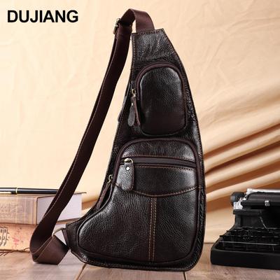 Men's Genuine Leather Crossbody Chest Bag - Versatile for Outdoor, Sports, and Commuting