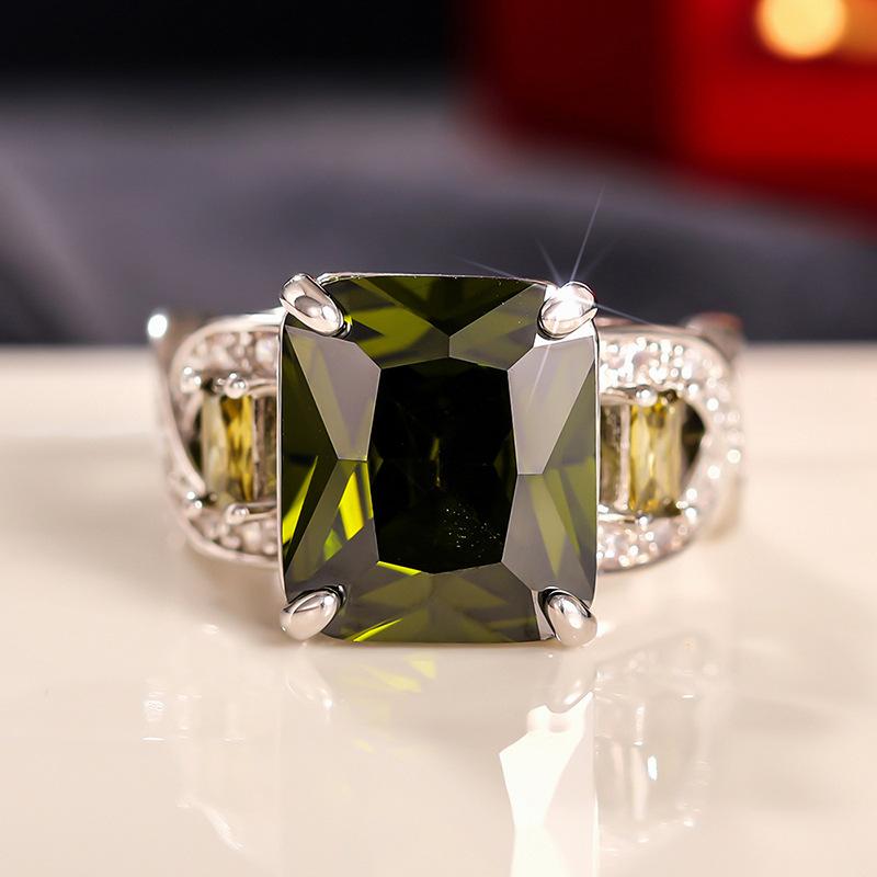 Neuer Luxus Gelber High-End Zirkonring Aus Europa Und Amerika, Damen Vier Krappen Eingelegter Schleife, Braut Hochzeitszubehör 9 gray