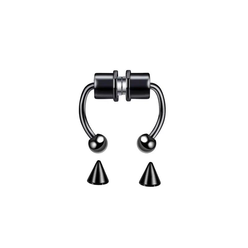 Stainless Steel Magnet Fake Nose Ring Hoop Fake Piercing Hoop Septum Rings For Women Fashion Gothic Rock Body Zircon Gifts