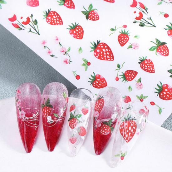Frucht-Nagelkunst-Aufkleber Selbstklebend Zitrone Erdbeere Blaubeere Maniküre-Dekor Aufkleber Einfach anzuwenden Zuhause Salon DIY Nagelzubehör