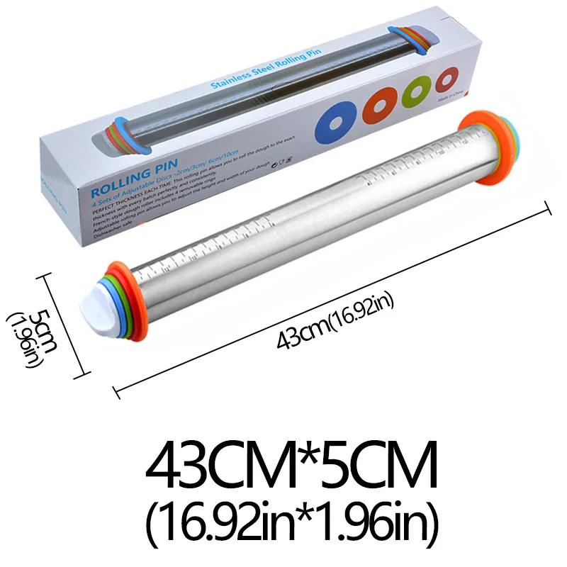 

Stainless Steel Rolling Pin Adjustable Thickness Non Stick Household Dumpling Skin Baking Tool Rolling Powder Noodle Stick New