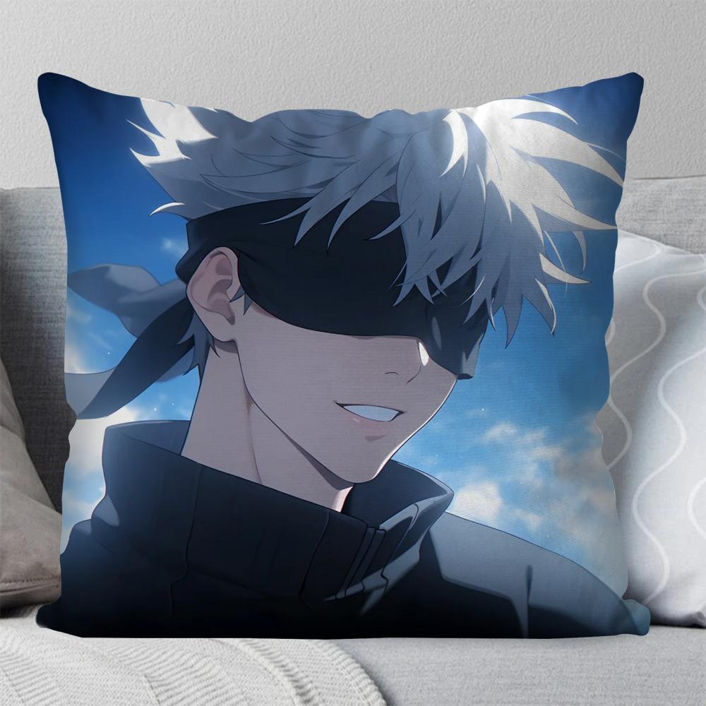 1Pc Satoru Gojo Anime Jujutsu Kaisen Pillow Case Square Pillow Bedroom Sofa Leisure Cushioncar Living Room Home Decoration 40X40