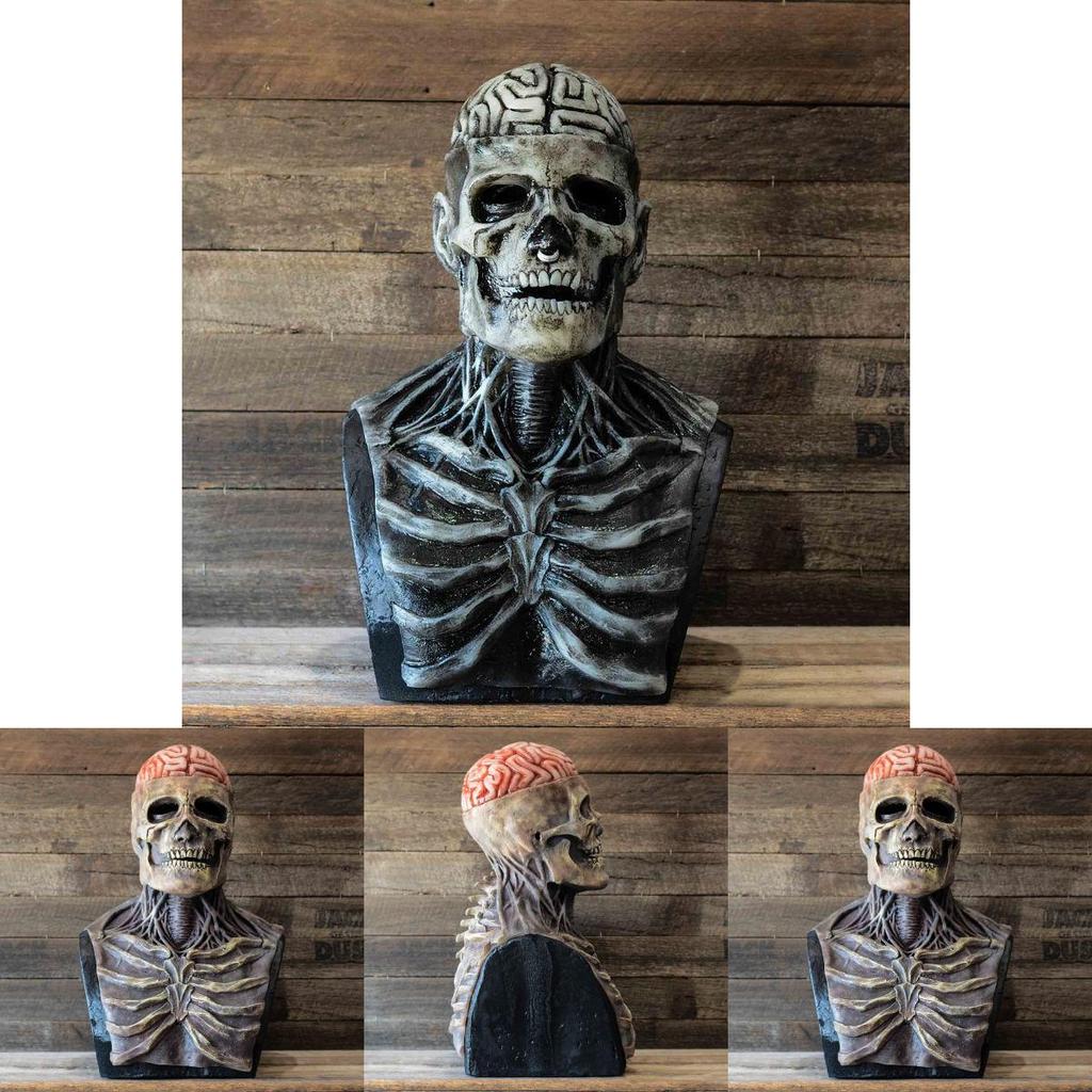Eerie Skeleton Biochemical Mask For Halloween Celebrations Full Face Silicone Prop With Hat