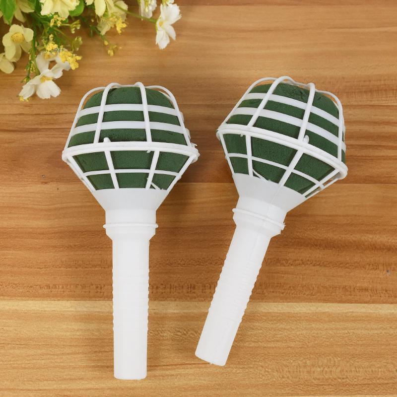 6/3Pcs Foam Floral Handle Bouquet Holder Wedding Artificial Flowers Arrangement DIY Bridal Bouquet Decoration Supplies