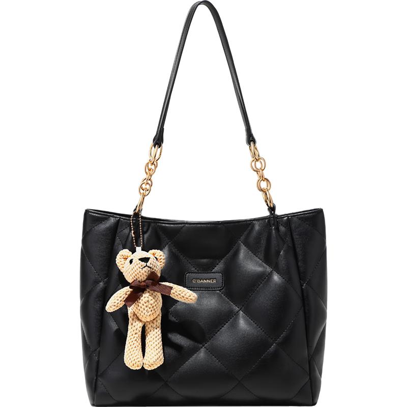 C.BANNER Women s Diamond Pattern Cowhide Tote Bag