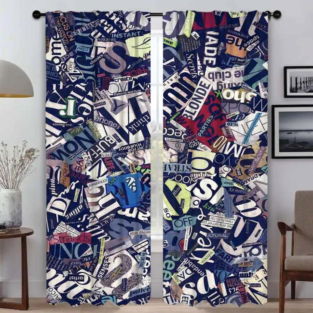 Set Of 2 Elegant Painted Design Room Curtains Camera Window Curtain Home Interior Shades Tulle Bedroom Living For Sleeping Area Made Polyester