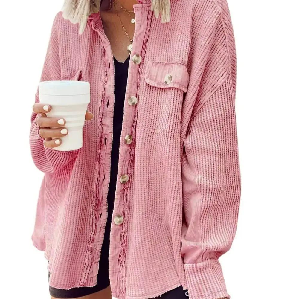 Autumn Women Patchwork Coat Casual Lapel Pocket Irregular Shirt Jacket Fashion New