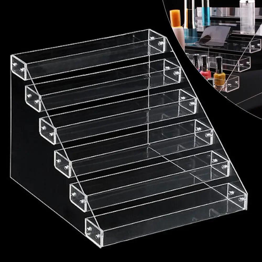 

6-ярусная акриловая полка-витрина Прозрачный стеллаж-лестница для хранения косметики, парфюмерии, чернил United States