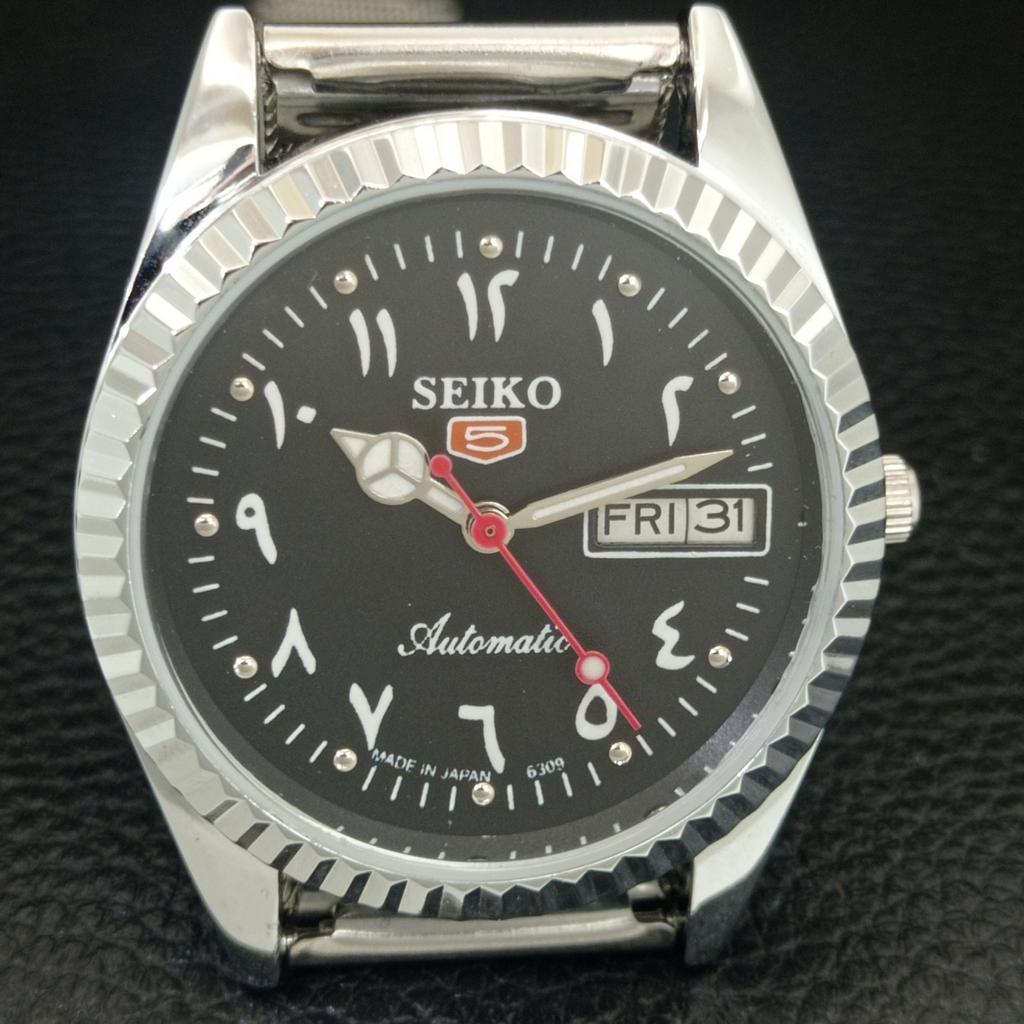 AUTOMATIC VINTAGE REFURBISHED SEIKO 5 6309A JAPAN MENS BLACK WATCH A442513-1