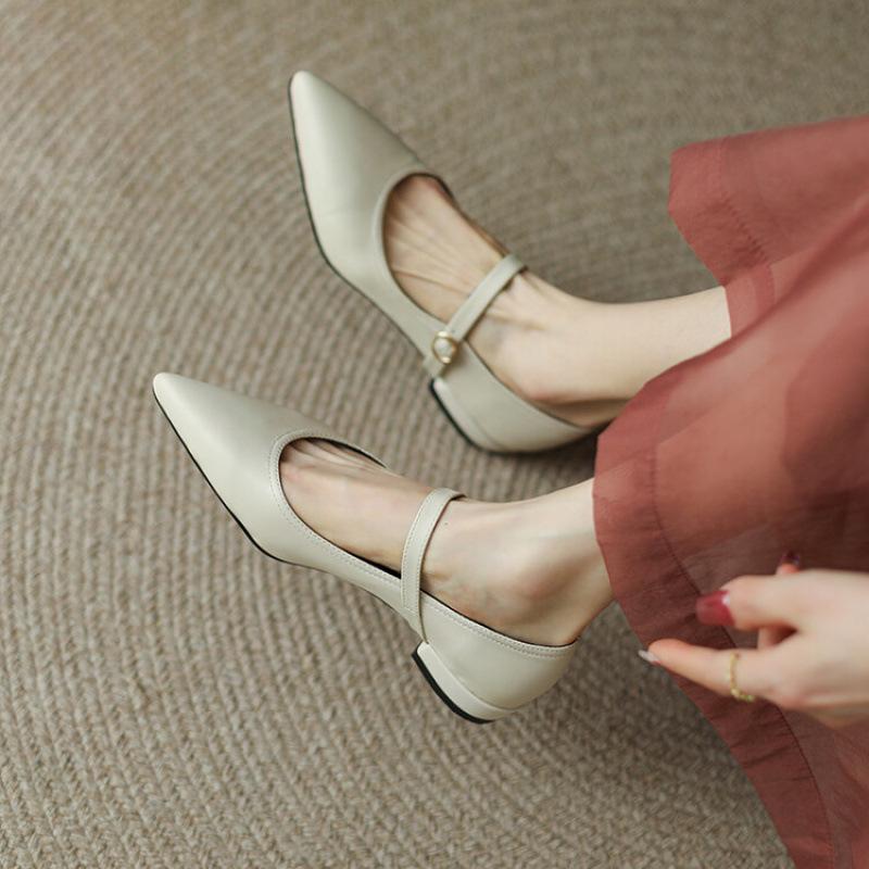 New Four-season Casual Women's Single Shoes Solid Color Pointed Head Light Mouth Low-top Rubber Soft Sole Large Size Shoes Women's Lazy Shoes