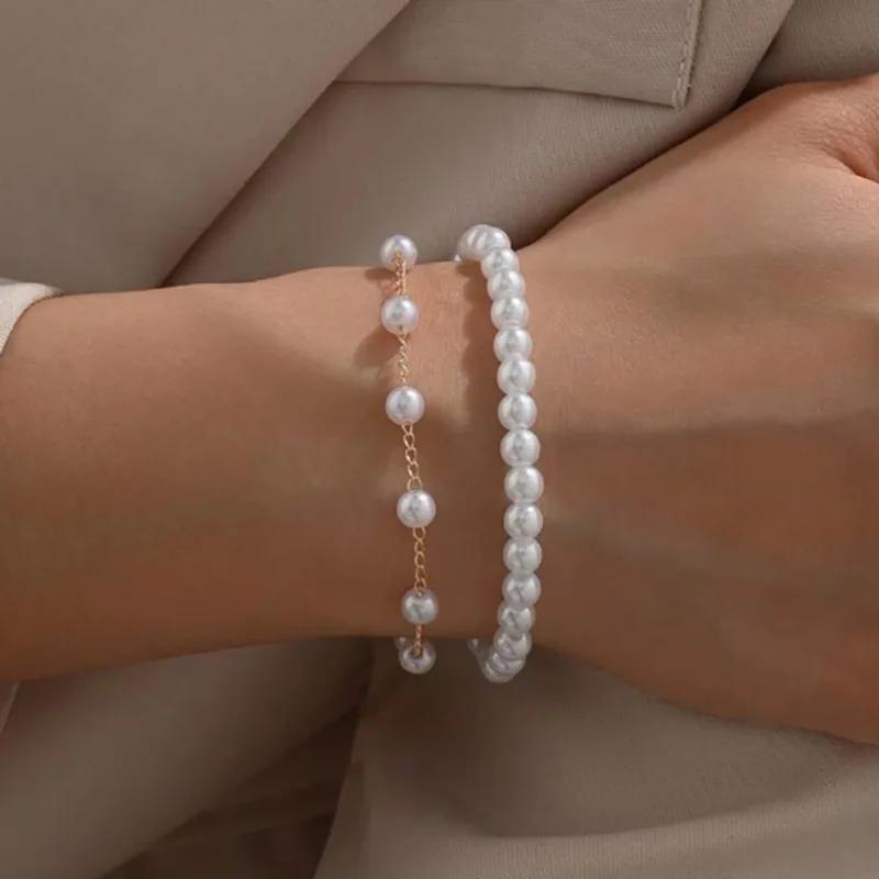 Double Layer Simulated Zircon Beads Chain Bracelet For Women Elegant  Zircon 2025 Trend