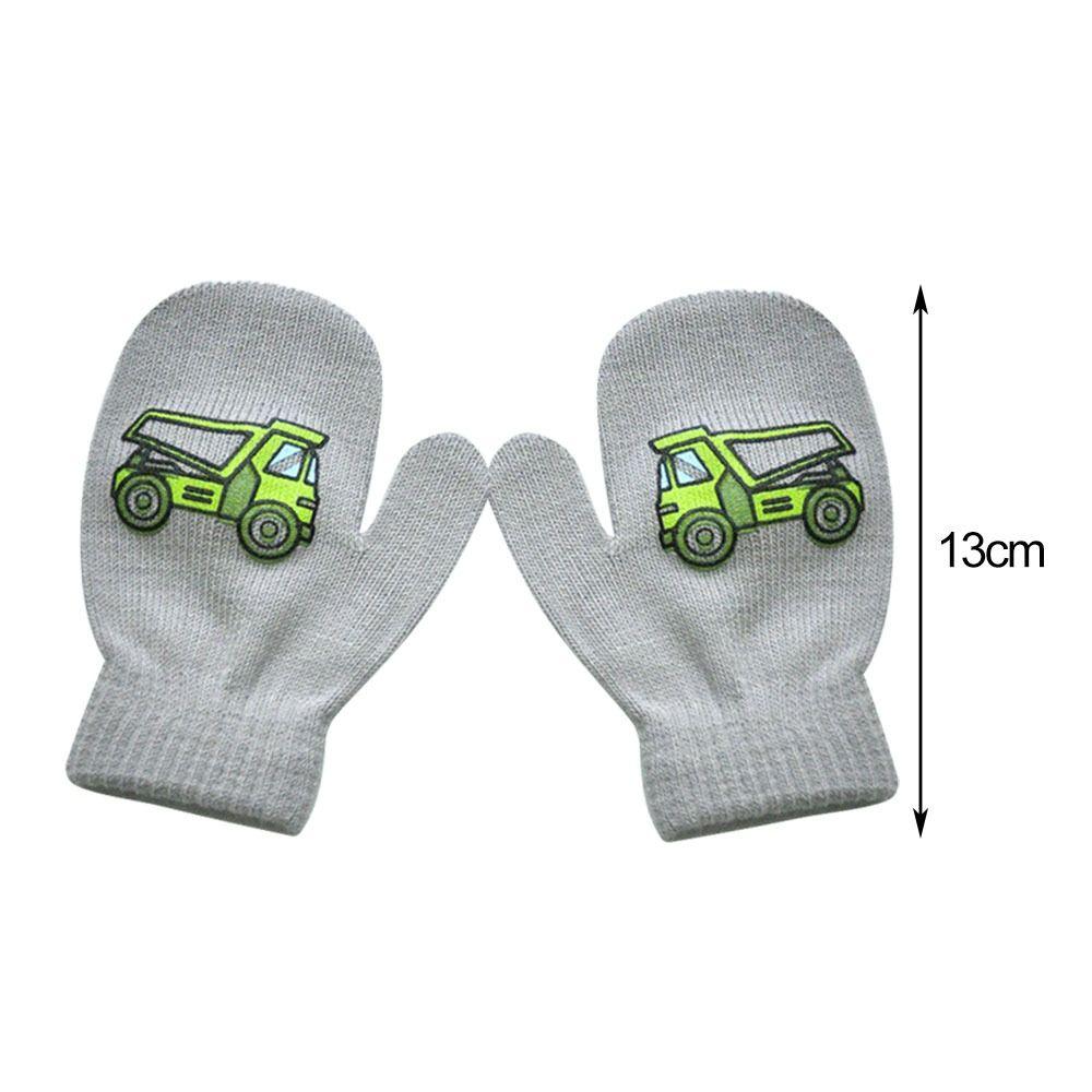 2 Pairs Thick Full Finger Toddler Boys Girls Thick Warm Knitted Gloves Mittens Cute