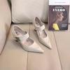 Fashion New 2025 Elegant Mary Janes Shoes High Heels Genuine Leather Black Beige Spring Summer Shoes Woman Dress Party Pumps 39