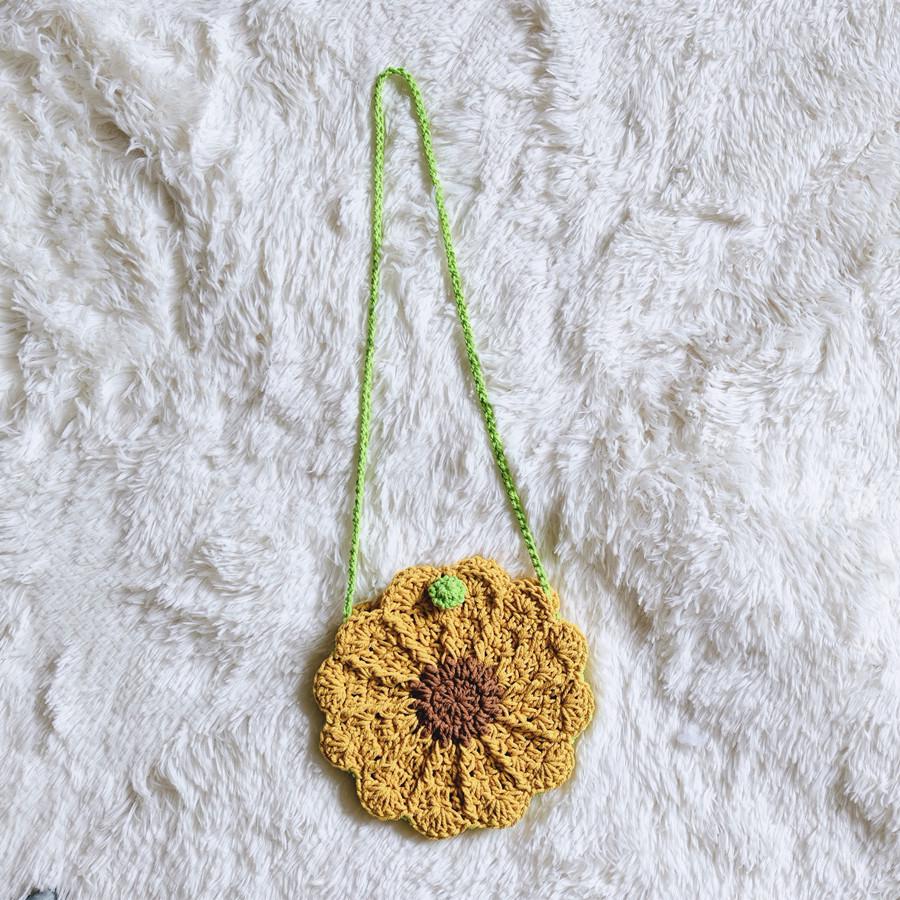 Borsa a tracolla rotonda piccola Daisy: Portafoglio per Cellulare e Monete, Borsa a Tracolla Intrecciata per Vacanze al Mare e Giornate in Spiaggia