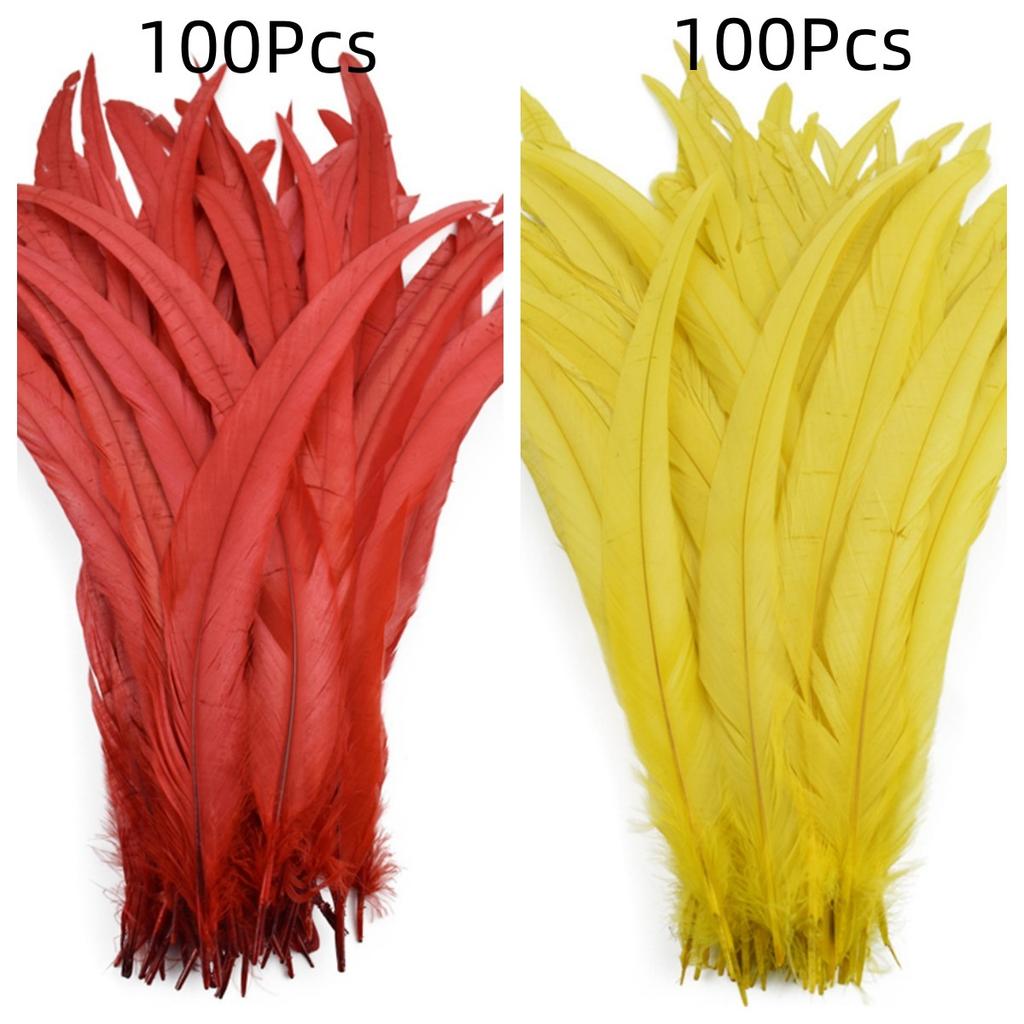100Pcs 25-45CM DIY Rooster Feather Crafts Sewing Clothing Decor Plume Home Party Women's Feather Headwear Wedding Accessories
