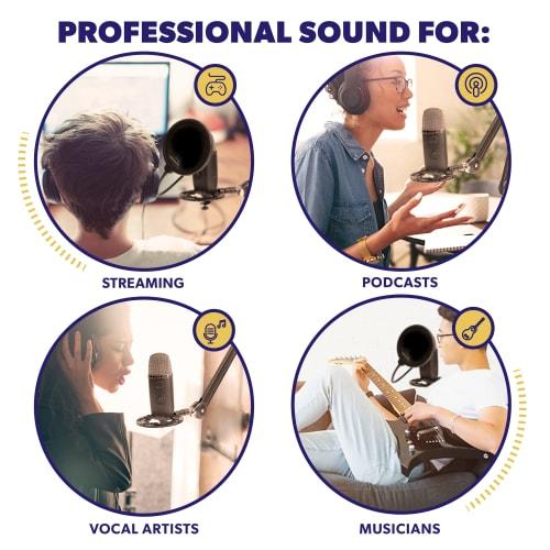 Auphonix Shock Mount for Blue Yeti and Snowball Microphones, Black