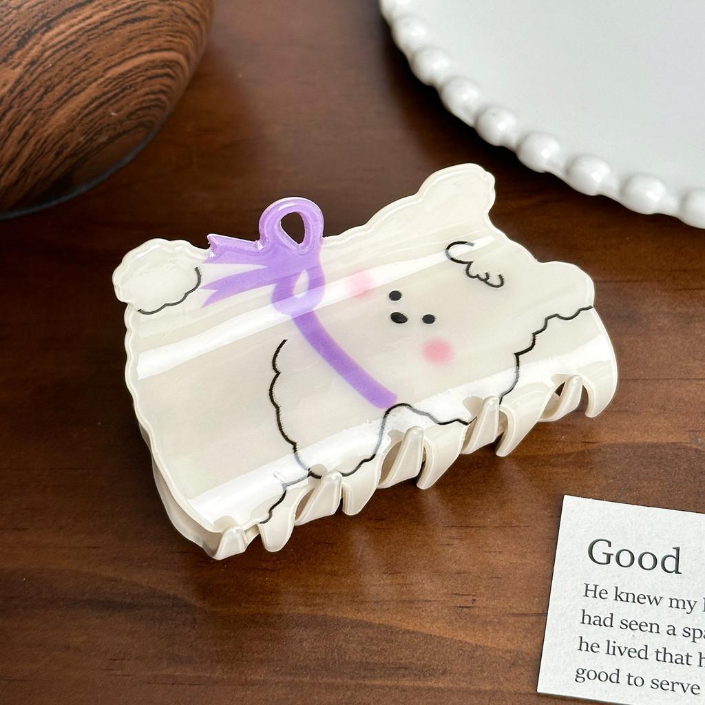 

Чарівна багаторазова акрилова заколка-кіготь для волосся для модних жінок з кумедними дизайнами Purple Scarf Bear