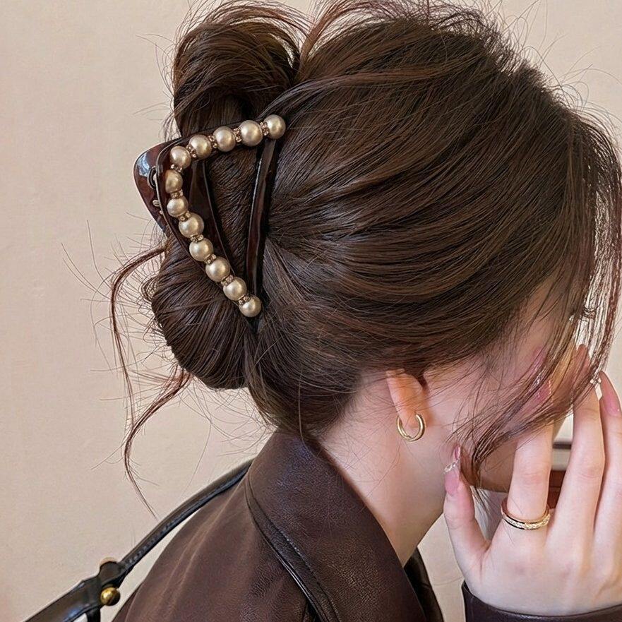 Женские Элегантные Жемчужные Зажимы для Волос Шикарные Геометрические Полые Заколки Крабики Акулы Зажимы Головные Уборы Аксессуары для Волос для Девочек и Женщин