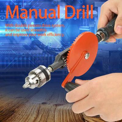 Hand Drill Portable Hand Crank Drill Mini Manual Drill with Double Pinions for Wood Plastic Manual Drill Woodworking Hand Drill