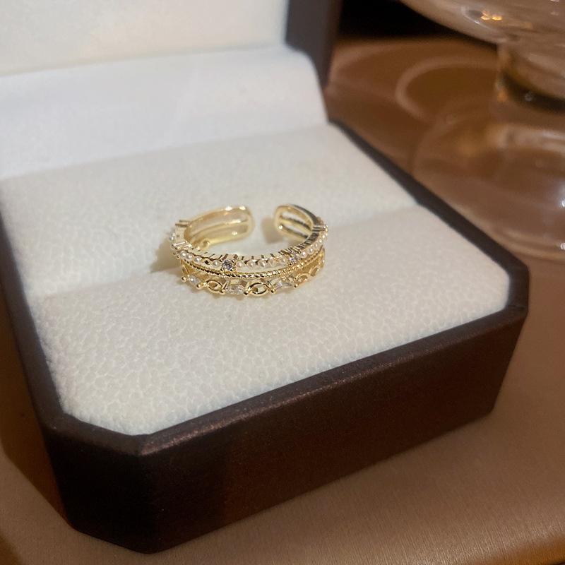 Korean Geometric Zircon Diamond Luxury Index Finger Ring - Versatile Fashion Jewelry for Women