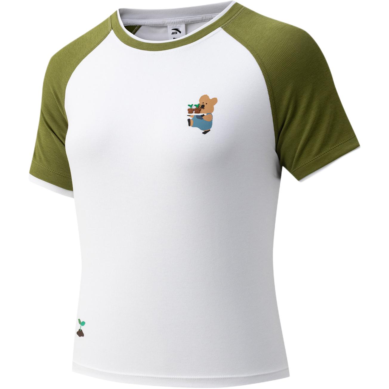Anta X Daimei Town Collaboration Life Series Spliced Soft Simple Versatile Short Sleeve T-Shirt Women Tops 162628133-1 S