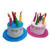 Origineller Happy Birthday Kuchenhut, Plüsch-Partyhut mit bunten Kerzen, Lustiges Accessoire für Kinder und Erwachsene Geburtstage