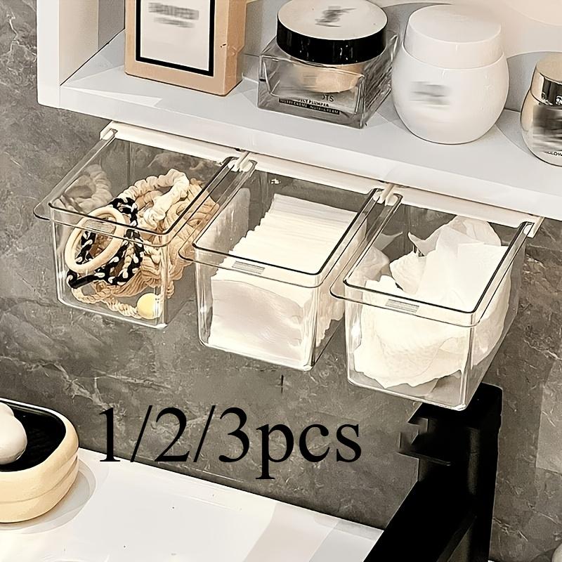 

Clear Bathroom Storage Drawer, Under-Cabinet Pull-Out Organizer for Swabs, Makeup Storage Box with Transparent Design(1/2/3pcs) 3pcs прозрачный