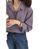 2024 French Chic Women's Long Sleeve Lapel Shirt - Elegant Korean Style, Solid Color, Autumn Fashion
